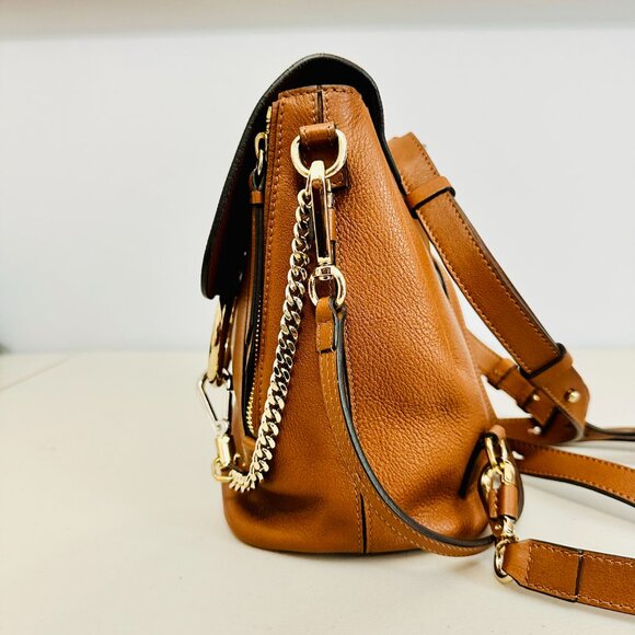CHLOE FAYE 2-WAY TAN SUEDE AND CALFSKIN LEATHER SHOULDER BAG BACKPACK ITALY main image 6